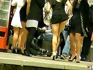 3 movies - Up skirt candid with round ass