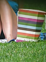 Upskirt pictures - Sneak peek up blue skirt. She's very, very, hot up skirt