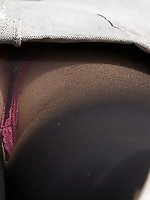 12 pictures - Amateur upskirt pics. Sexy babe in black pantyhose
