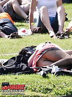 Upskirt pictures - Public up skirt shots. Shameless chick on a glade