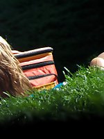 12 pictures - Up skirt pictures. Nice blonde in mini spyed in public