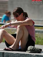 Upskirt pictures - Cute babe in mini peeked. Real street upskirt