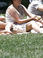 Upskirt pictures - Public upskirt, of blondie in pink. She flashed her panties