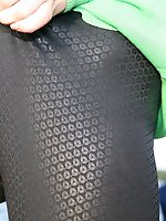 24 pictures - Brunette cutie in tight black pants