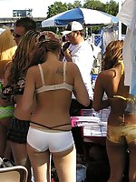 Upskirt pictures - Her panties look great when she relaxes on the beach