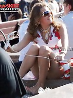 12 pictures - Two hot upskirt babes have fun