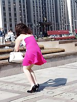 Upskirt pictures - Outdoor sitting upskirt views