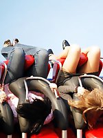 12 pictures - Cute upskirt girls in amusement park