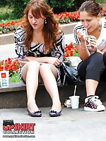 Upskirt pictures - Sitting upskirts outdoors