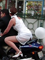 Upskirt pictures - Pictures of Plump Bride Spreads Legs