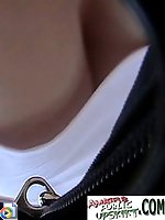 Upskirt movies - A white and a saffron skirts hunted-down by a tricky upskirt voyeur