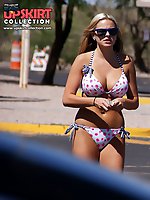 Upskirt pictures - Big butt bikini babes teasing public