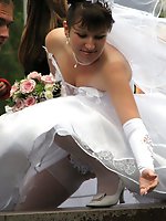 10 pictures - Naughty Brides upskirt photos