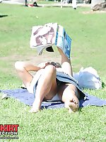 Upskirt pictures - While reading she made a mistake - showing upskirt