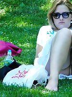 Upskirt pictures - Chic babes flash panties up skirts