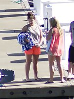 Upskirt pictures - Girl notice our lewd bikini hunter