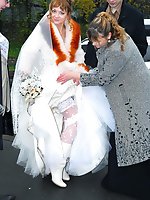 Upskirt pictures - Gallery of Sexy Bride In White Nylon Stockings