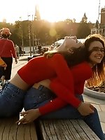 Upskirt pictures - Disha and Alevtina in a Red State